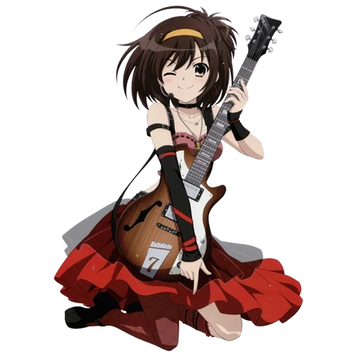 chitarra anime, chitarra haruhi suzumiy, chitarra haruhi suzumiy, anime chitarrista haruhi, malinconia haruhi suzumiya
