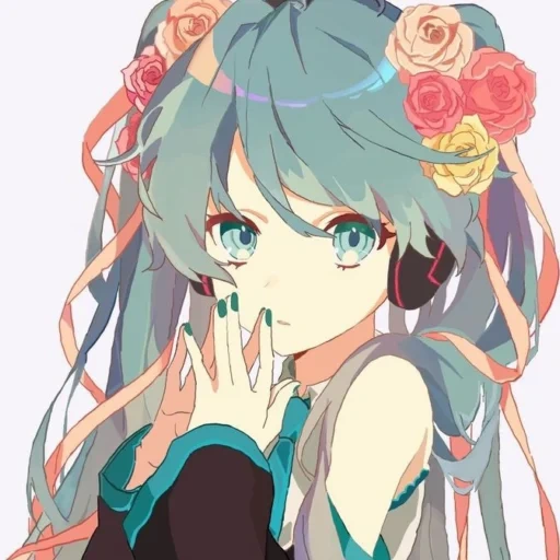 miku, o primeiro som é lindo, arte de som inicial de três bibliotecas, arte hajin meiqu, vocaloid hatsune miku