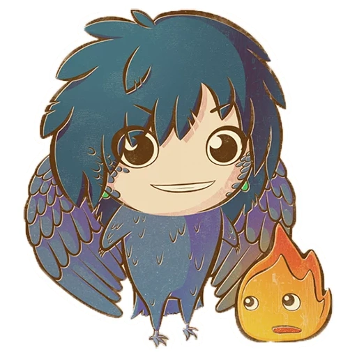 walking castle, haul calcifer, walking castle chibi, chibi anime hayao miyazaki