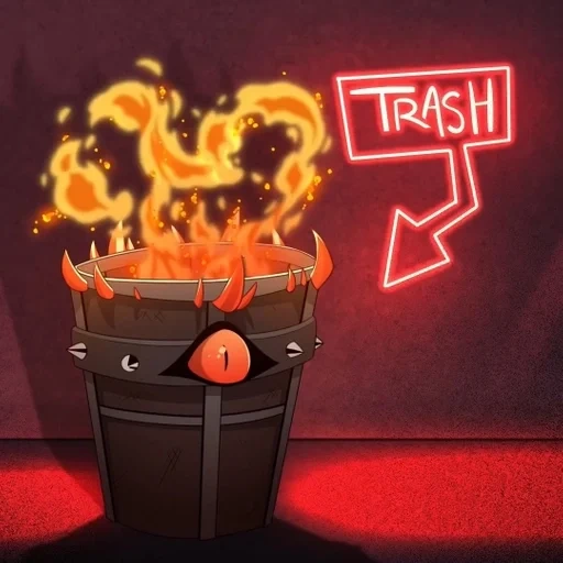 trash, trash bin, suggestion, hazbin hotel trash, ходячий замок кальцифер синий