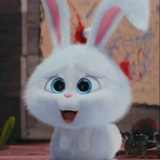 conejo enojado, conejo de bola de nieve, conejo de dibujos animados, pequeña vida de mascotas conejito, pequeña vida de mascotas conejo