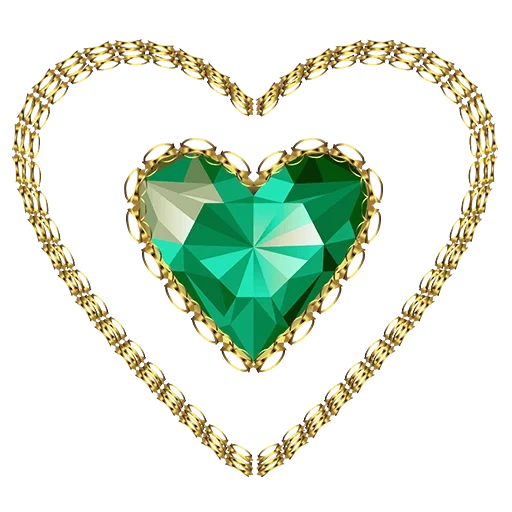 золотое сердце, изумрудное сердце, изумрудное сердце вектор, драгоценные камни изумруд, 6 изумрудных сердец бушерона