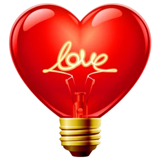 love, сердце любовь, сердце лампочке, сердце без фона, сердечко лампочке