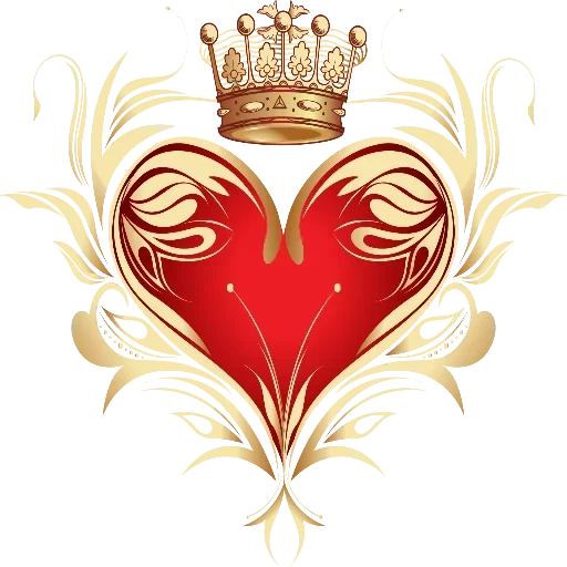 сердце короной, золотое сердце, сердечко короной, сердце крыльями короной, сердечки прозрачном фоне