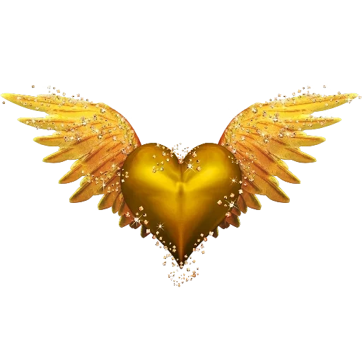 золотое сердце, золотые крылья, сердце крыльями, красивые крылья золотые, красивые золотые сердечки