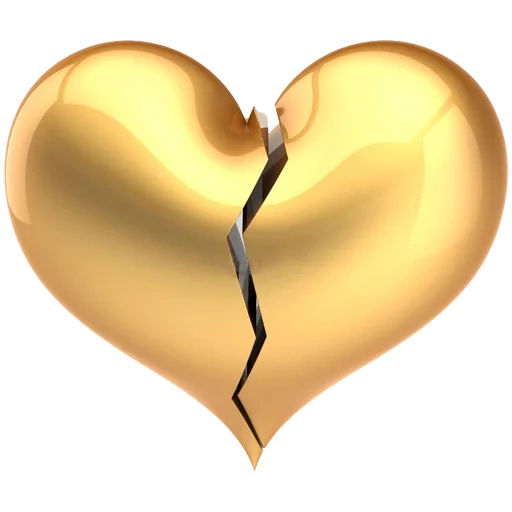 сердце, сердце золотое, разбитое сердце, два золотых сердца, разбитое жёлтое сердце