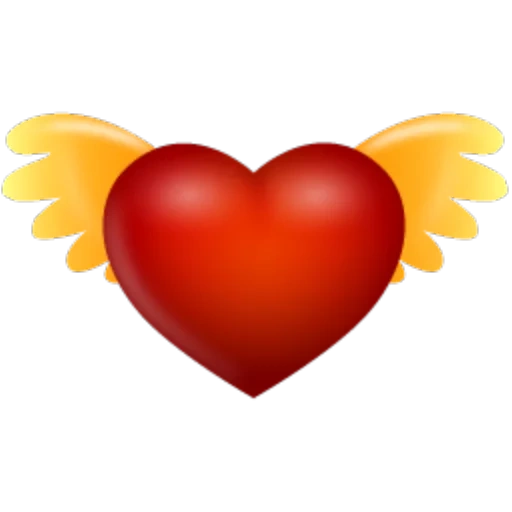 clipart heart, golden heart, the heart of the angel icon, smile heart with wings, emblem heart with wings
