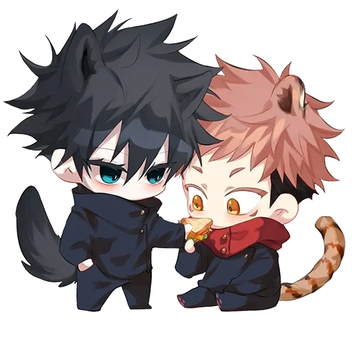 аниме милые, chibi anime, персонажи аниме, аниме арты персонажей, jujutsu kaisen fushiguro megumi чиби