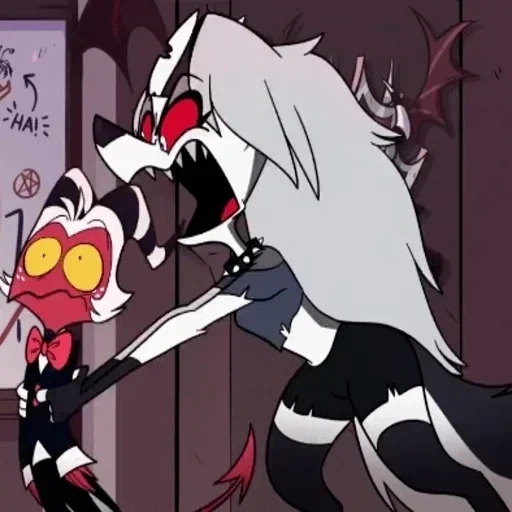 hazbin hotel, hazbin luna hotel, hazbin hotel hell boss, hazbin moon wolf hotel, hazbin hotel hell boss moon