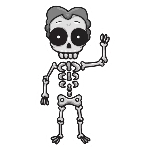 sketch skelett, totenkopf cartoon, cartoon skelett, cartoon skelett, sticker treffen bob