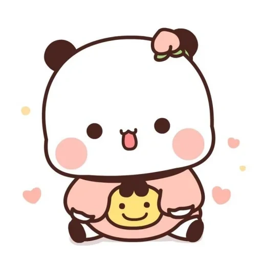 clipart, pêche goma, dessins mignons, kawaii panda brownie, dessins légers mignons