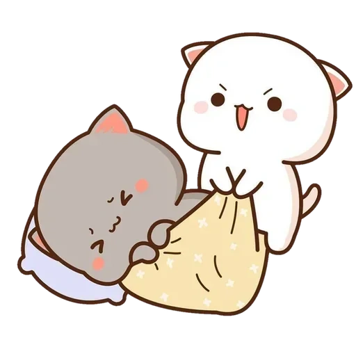 kucing persik mochi, segel chibi chuanwai, lukisan kawai yang lucu, kawai seal love, pelukan itu lucu