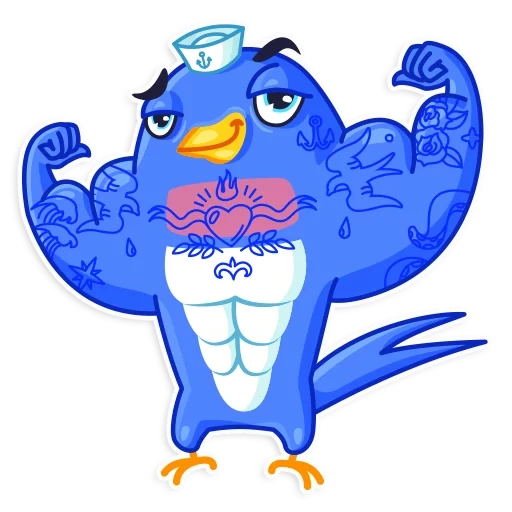 sailor, and the sailor, blue bird, the bird is a blue sticker