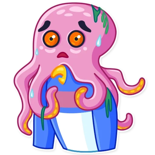 медуза джилл, наклейки осьминоги, осьминог фиолетовый