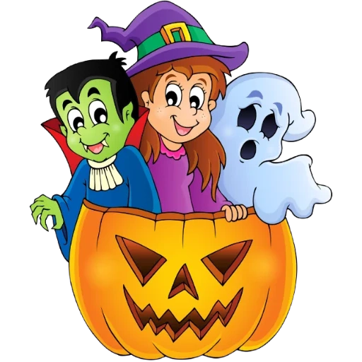 halloween, club pour enfants, annonce des cours, clipart halloween, personnages d'halloween