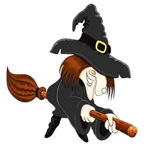 coragem de bruxas, witch clipart, bruxa de halloween, uma bruxa alegre, a bruxa voa uma vassoura