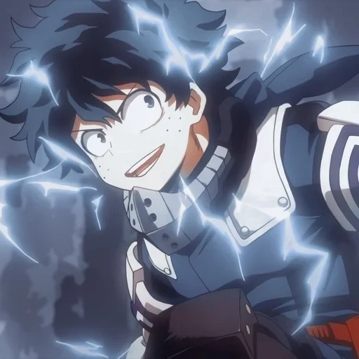 hero academia, izuku midoriya, midoria 100 forces, my heroic academy, my heroic academy midoria strength