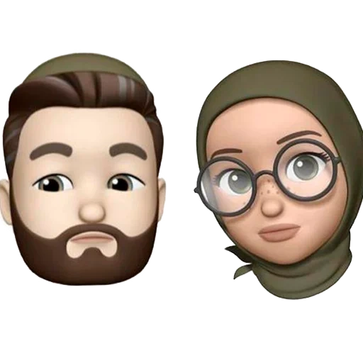 emoji, jovem, cartoon hijab, emoji man beard