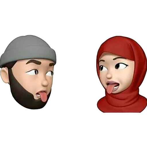 asiatique, humain, dessin animé de hijab, couples musulmans emoji, name_smile_musilman hommes