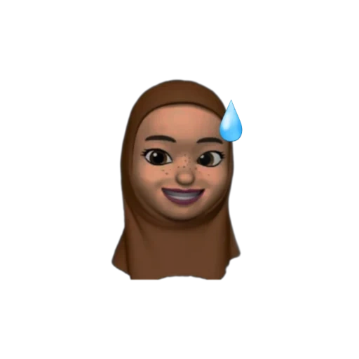 mujer joven, iphone emoji, emoji musulmán, animoji memoji hijab, emoji cabello largo