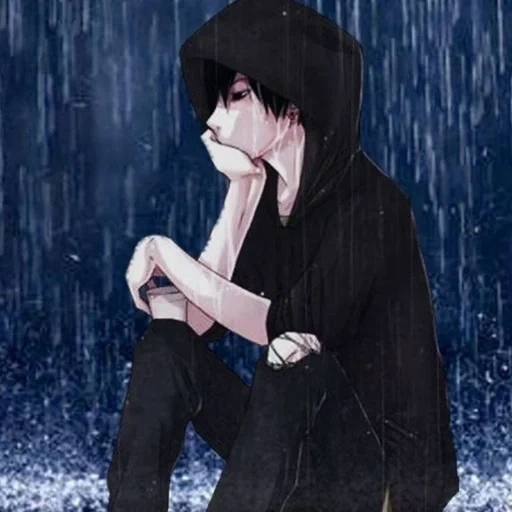 парни аниме, грустные аниме, аниме парень арт, аниме парни грустные, одиночество аниме парень
