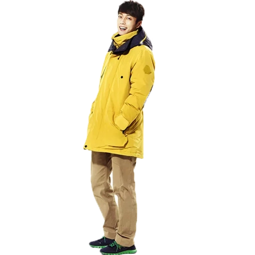 jacket, outerwear, yanelle huppa park, woolrich park yellow, the down jacket is yellow
