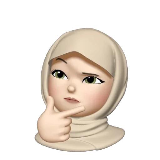mujer joven, dibujos animados de hijab, emoji alenka, memoji hijabe, memoji hijab cook
