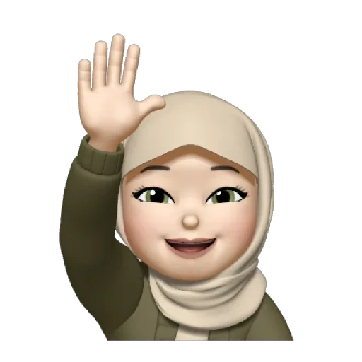 asiático, memoji, pessoas, hijab cartoon, pintura de expressão