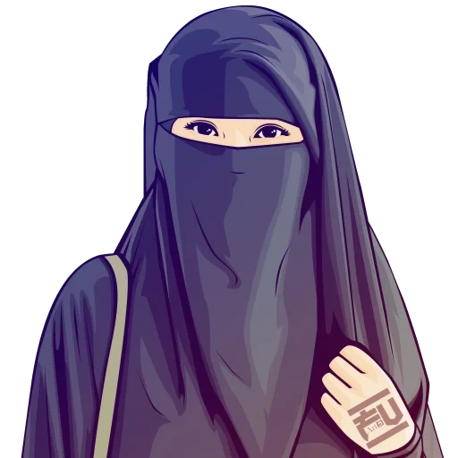 mujer joven, musulmán, nikab skadra, anime musulmán nikab, apodo musulmán