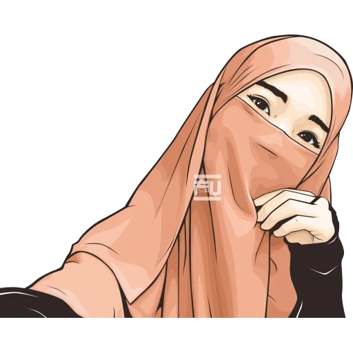 filles, musulmans, anime hijab, fond d'écran muslima, fille à tête d'hijab