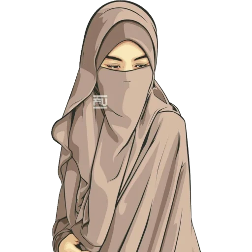 jovem, muçulmano, vetor de hijab, cartoon hijab, observatório ka-dar