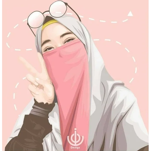 mujer joven, hijab lindo, musulmán, dibujos animados de hijab, wanita berhijab