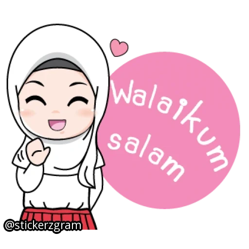 girl, hijab cartoon, headscarf sticker, girl with hijab, expression girl headscarf