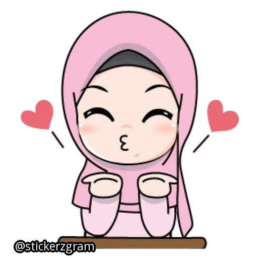 kartun, girl, gambar kartun, expression girl headscarf, muslim subhanallah