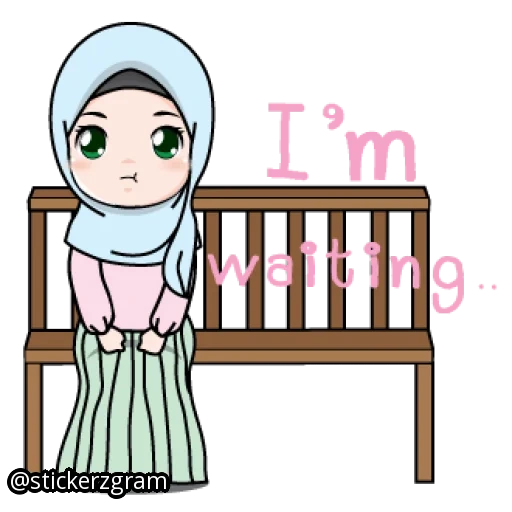 hijabe, wanita muda, muslim, emoji islam, kartun muslim