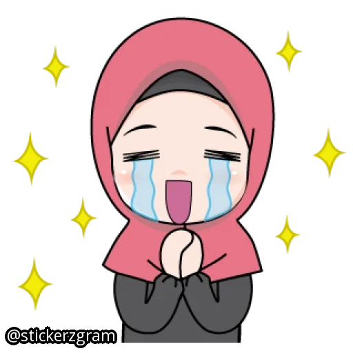 muslim, girl, anime sticker, girl with hijab, expression girl headscarf