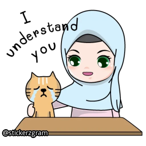 la ragazza, ragazza hijab, chibi anime hijab, cappuccio musulmano, anime girl hijab carino