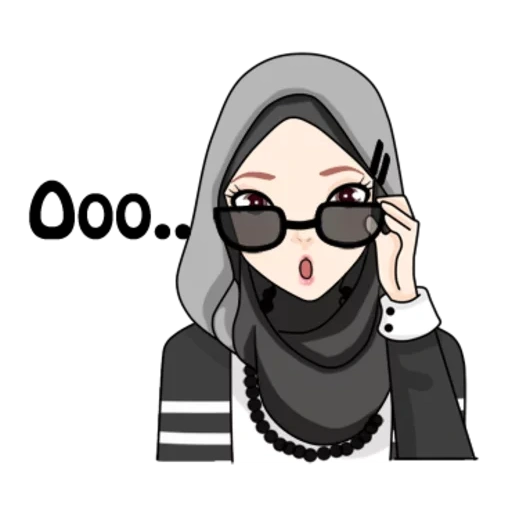 jeune femme, islamique, musulman, musulman, dessin animé de hijab