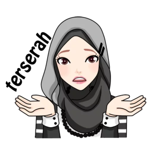 mujer joven, islámico, musulmán, musulmán, dibujos animados de hijab
