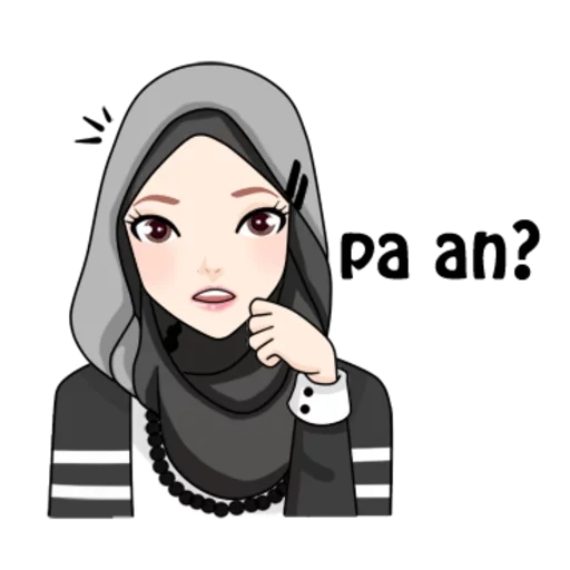 tchétchène, islamique, musulman, musulman, dessin animé de hijab