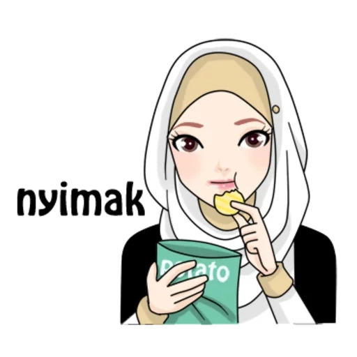 mujer joven, chica hijab, emoticones islámicos, musulmán sonriente, watsap musulmán