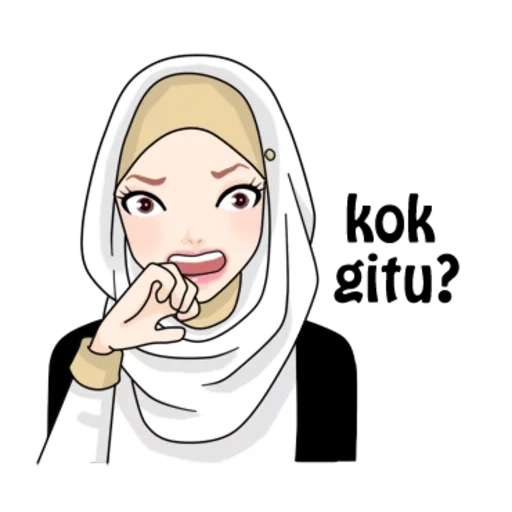 mujer joven, dibujos animados de hijab, athos hijab, musulmán sonriente, watsap musulmán