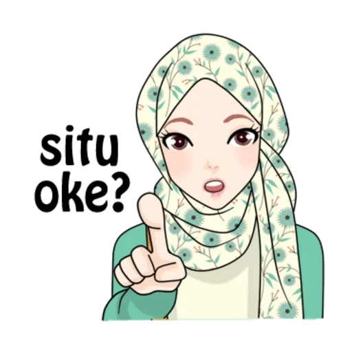 mujer joven, hijabero, dibujos animados de hijab, chica musulmana, hijab musulmán