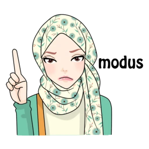 jeune femme, musulman, dessin animé de hijab, fille musulmane, hijab musulman