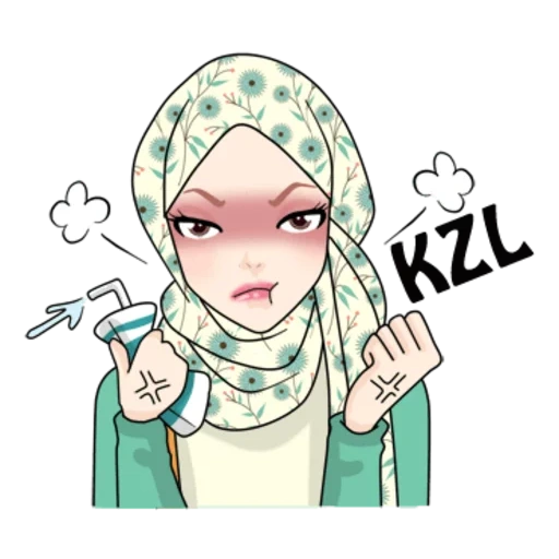 hijabé, mujer joven, dibujos animados de hijab, hijab musulmán, watsap musulmán