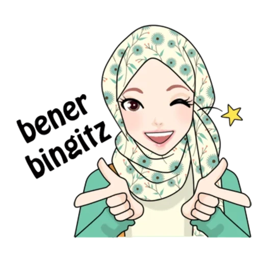 hijabero, wanita hijab, dibujos animados de hijab, pegatinas de hijab, hijab musulmán