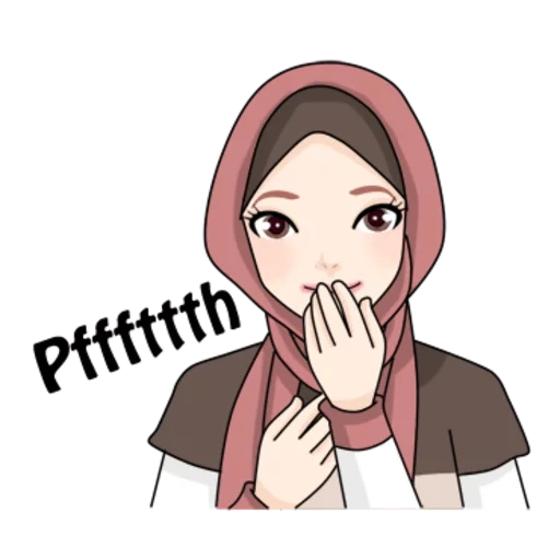 hijab, jilbab, dessin animé de hijab, watsap musulman, hijabe emoji aux yeux bleus