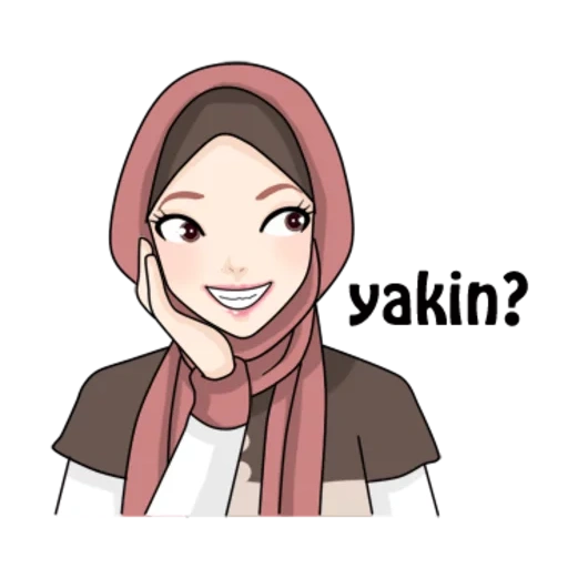 hijab, gadis, hijab cartoon, watsap muslim, hidung ekspresi mata biru