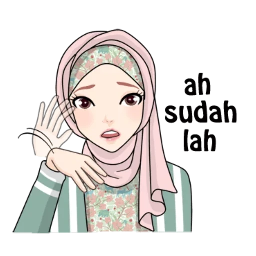 jovem, hijaber, cartoon hijab, hijab muçulmano, watsap muçulmano