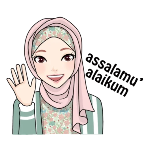 mujer joven, hijabers, maquillaje hijab, dibujos animados de hijab, hijab musulmán